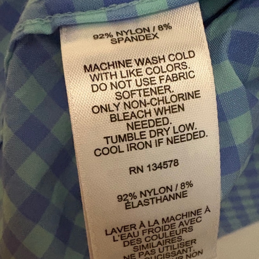 Vineyard Vines Performance Gingham Shirt Mens XL Blue Green Classic Fit 1W011695 - Picture 4 of 6
